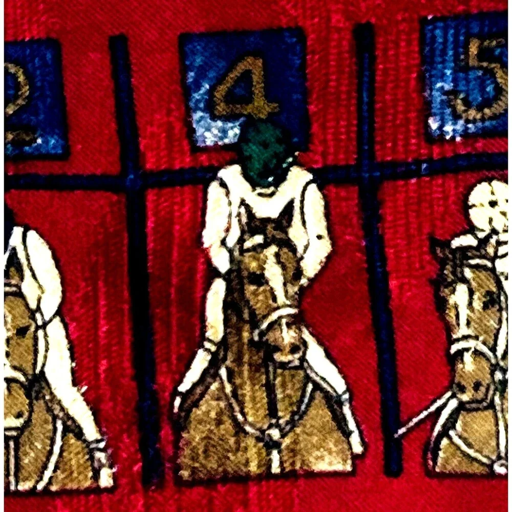 Ferrell Reed Vtg Tie Horse Racing Jockey Red Italian Silk Kentucky Derby USA Y2K